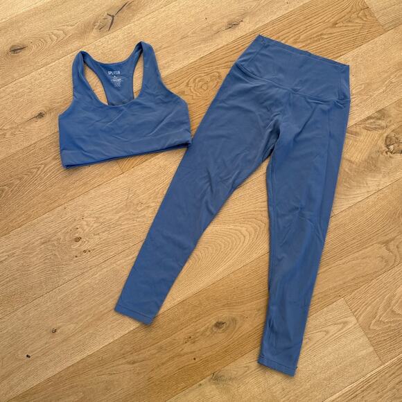 Splits 59 - Racer Back Sports Bra & High Waist Leggings in Blueish Gray - Picture 1 of 7